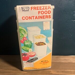 Vintage Action Maid Set 3 Freezer 1.5 Quart Containers Just Like At Grandmas.
